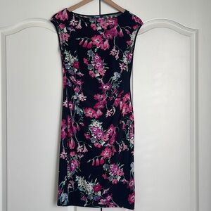 CHAPS sheath floral print stretch dress, size SMALL P